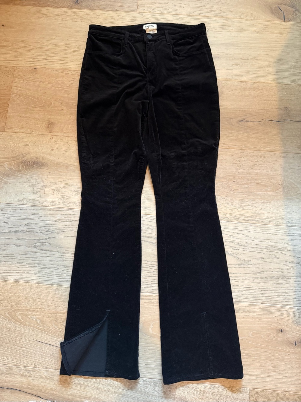 L'AGENCE Black Velvet Boot-Cut Flare Pants